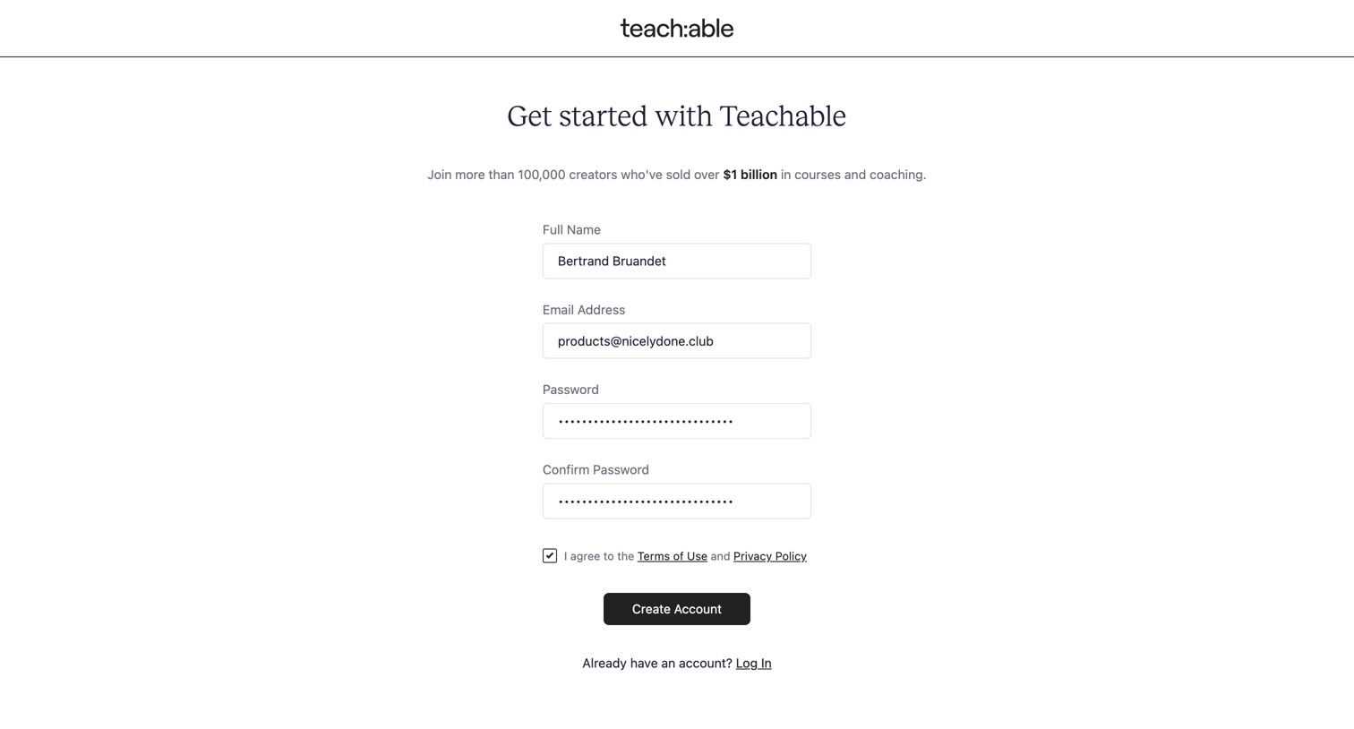 Teachable - Teachable Accounts screen