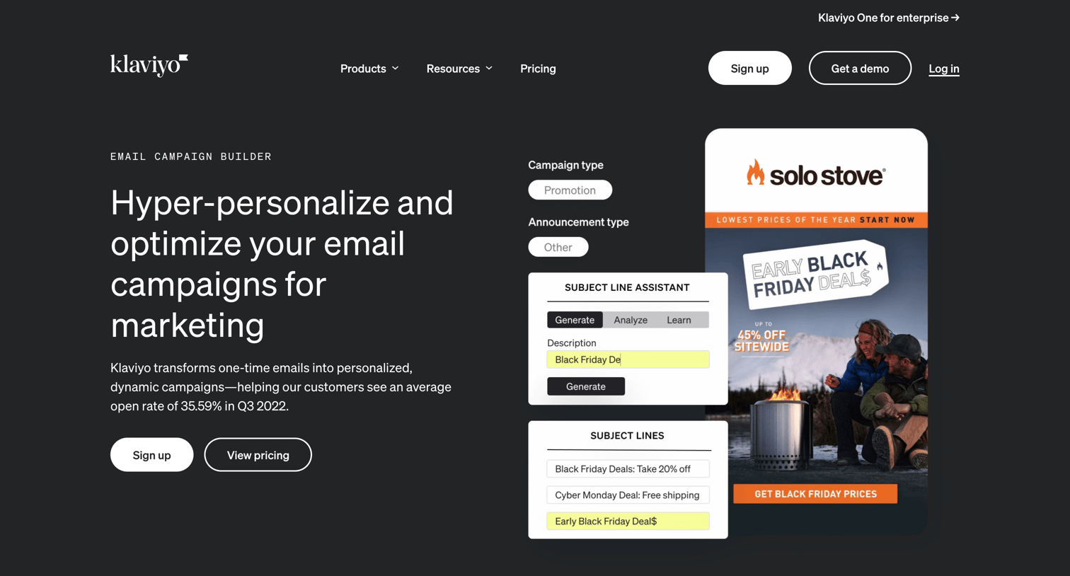 Klaviyo - Email Marketing Campaign Software for Higher ROI | Klaviyo Email screen