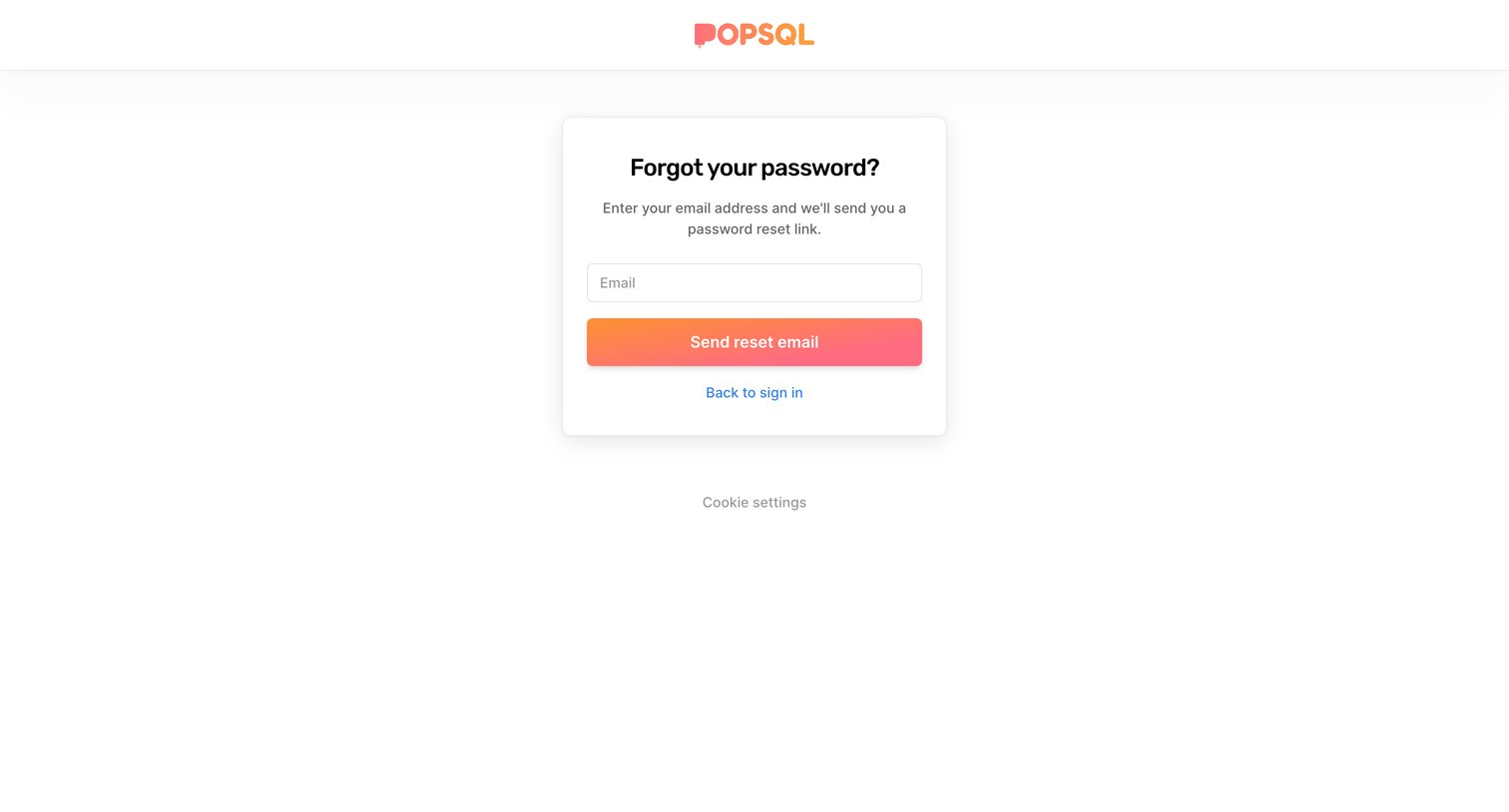 PopSQL - Forgot your password | PopSQL screen