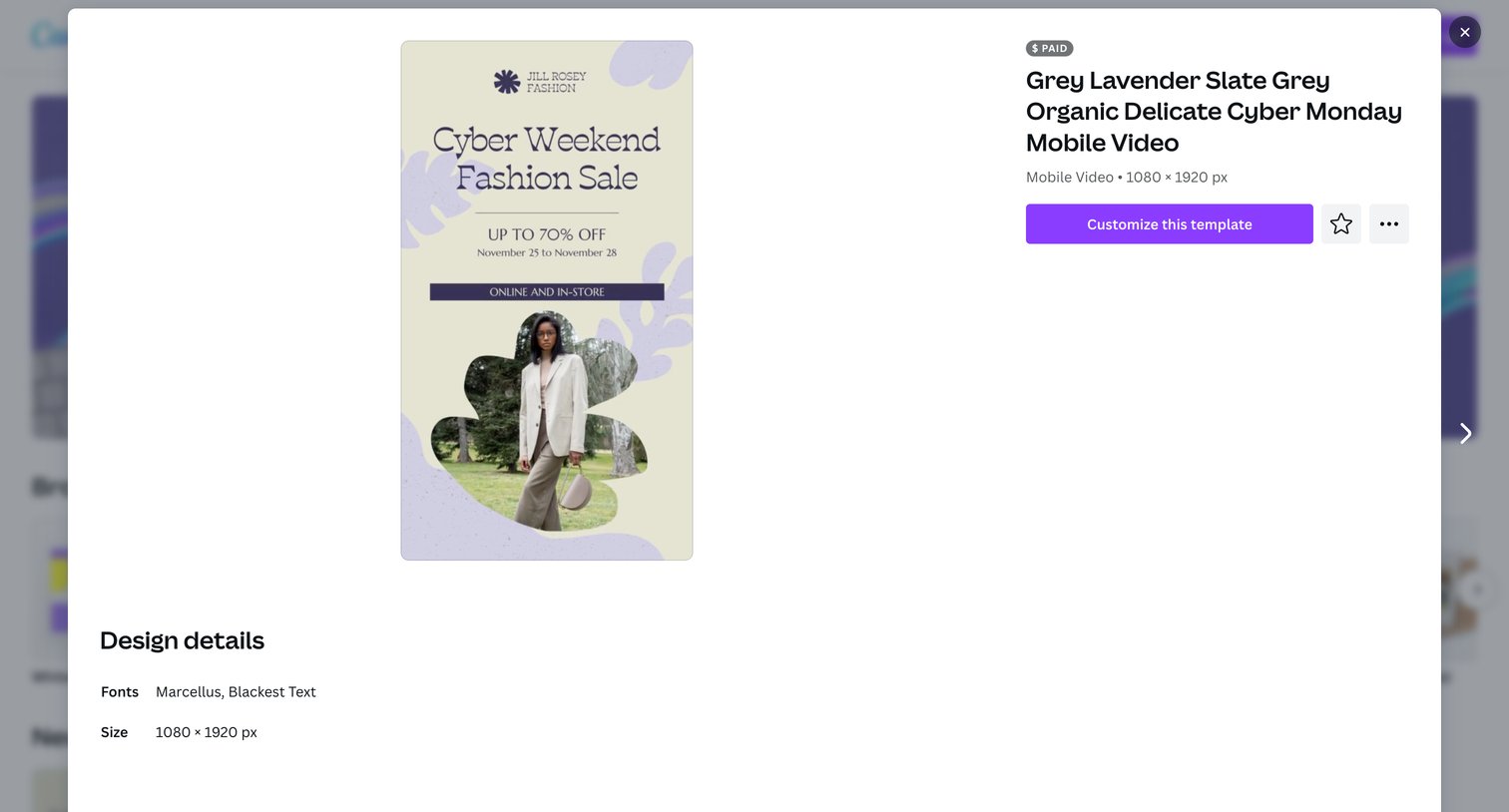 Canva - Grey Lavender Slate Grey Organic Delicate Cyber Monday Mobile Vid screen