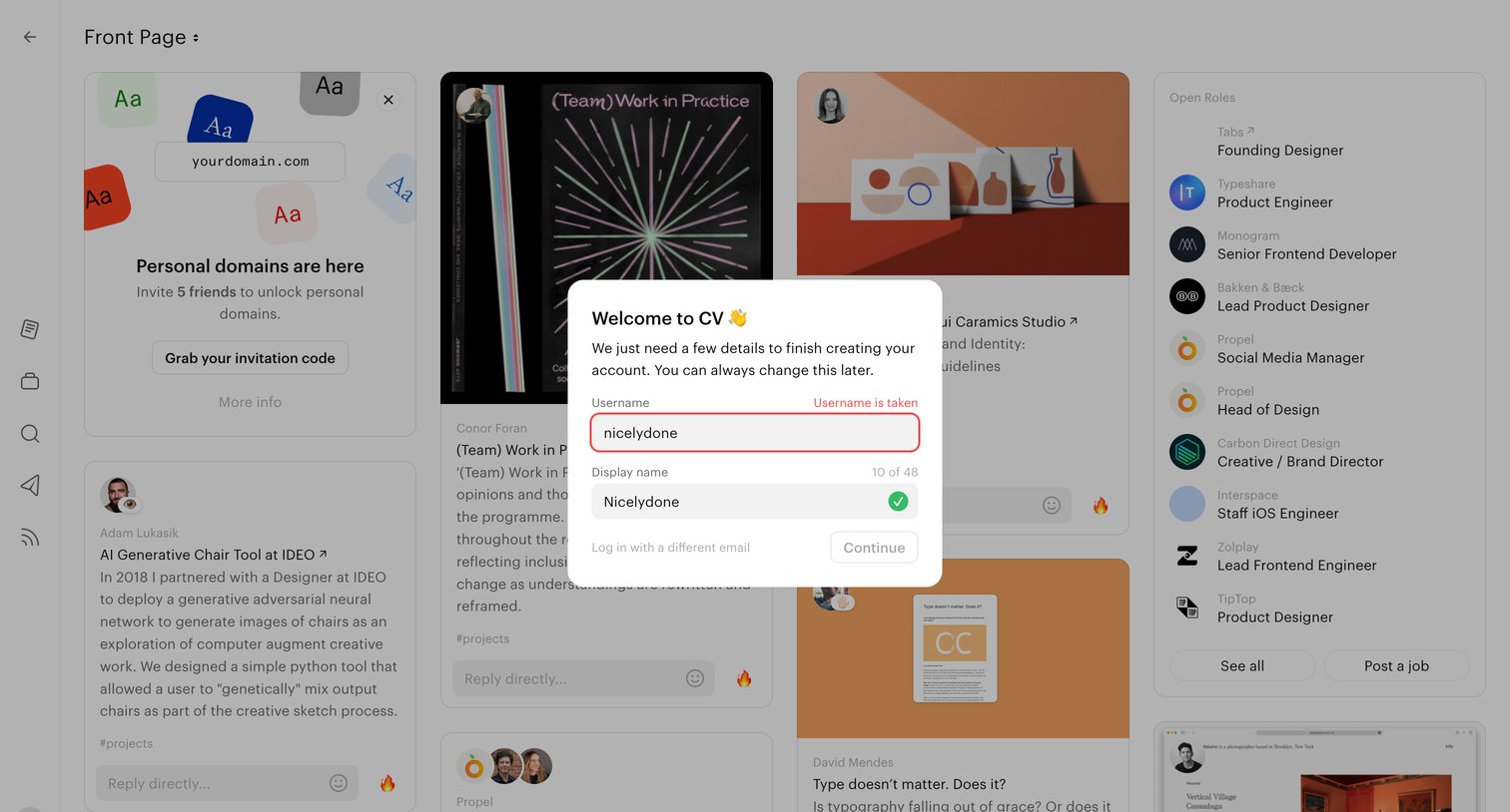 Read.cv - Explore screen