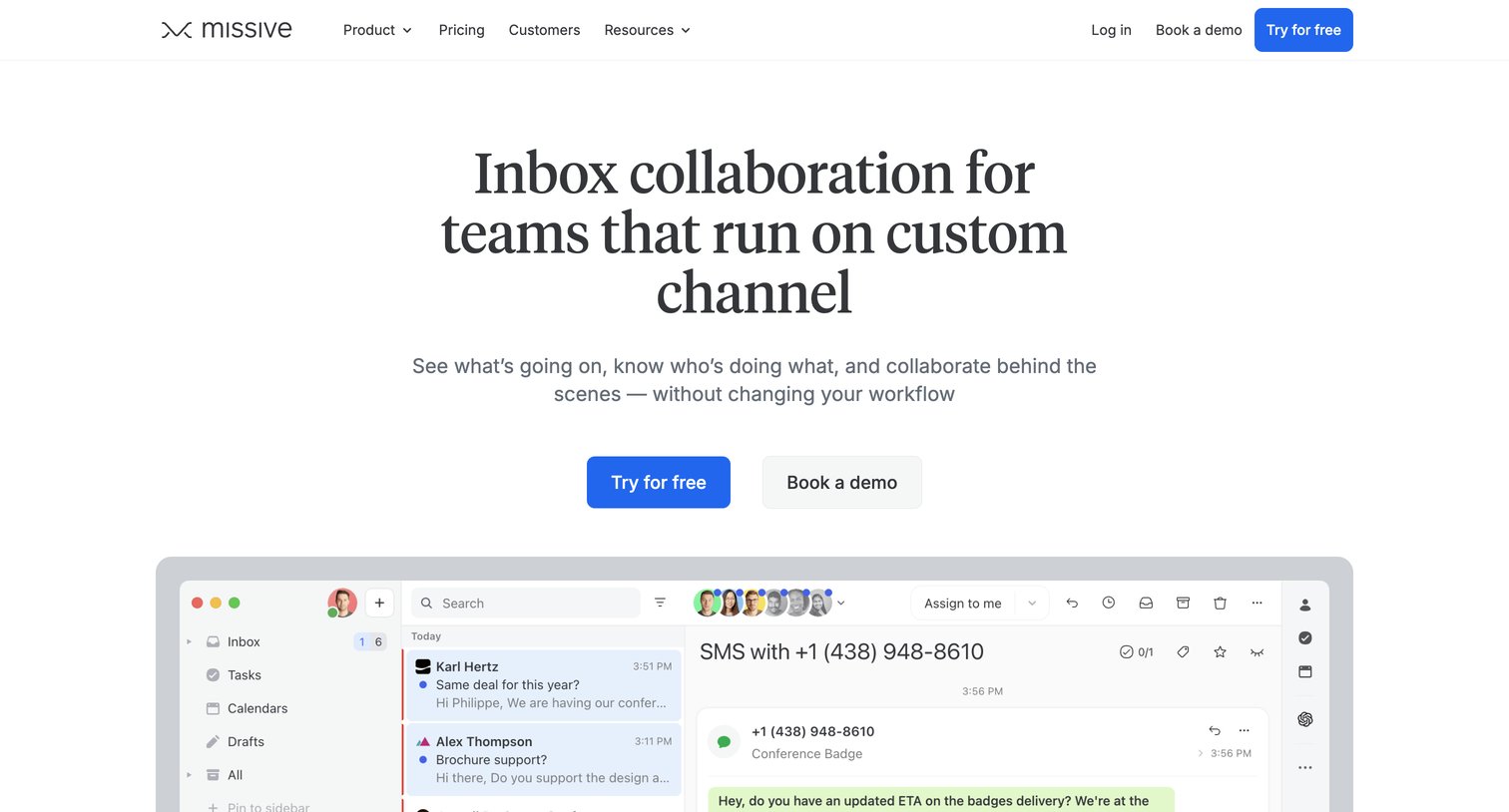 Missive - Custom Integration · Missive screen