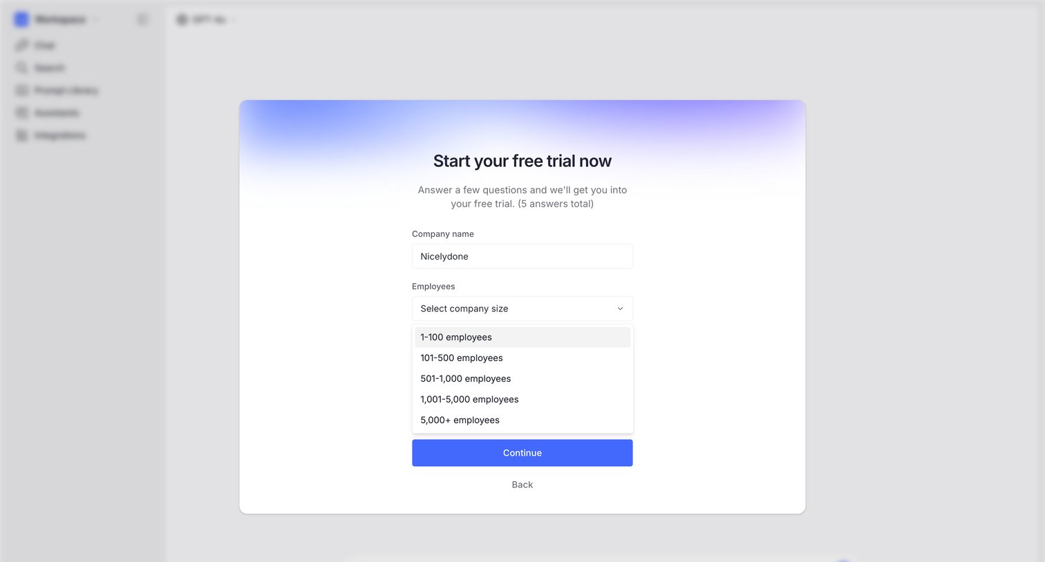 Langdock - Create a new workspace screen