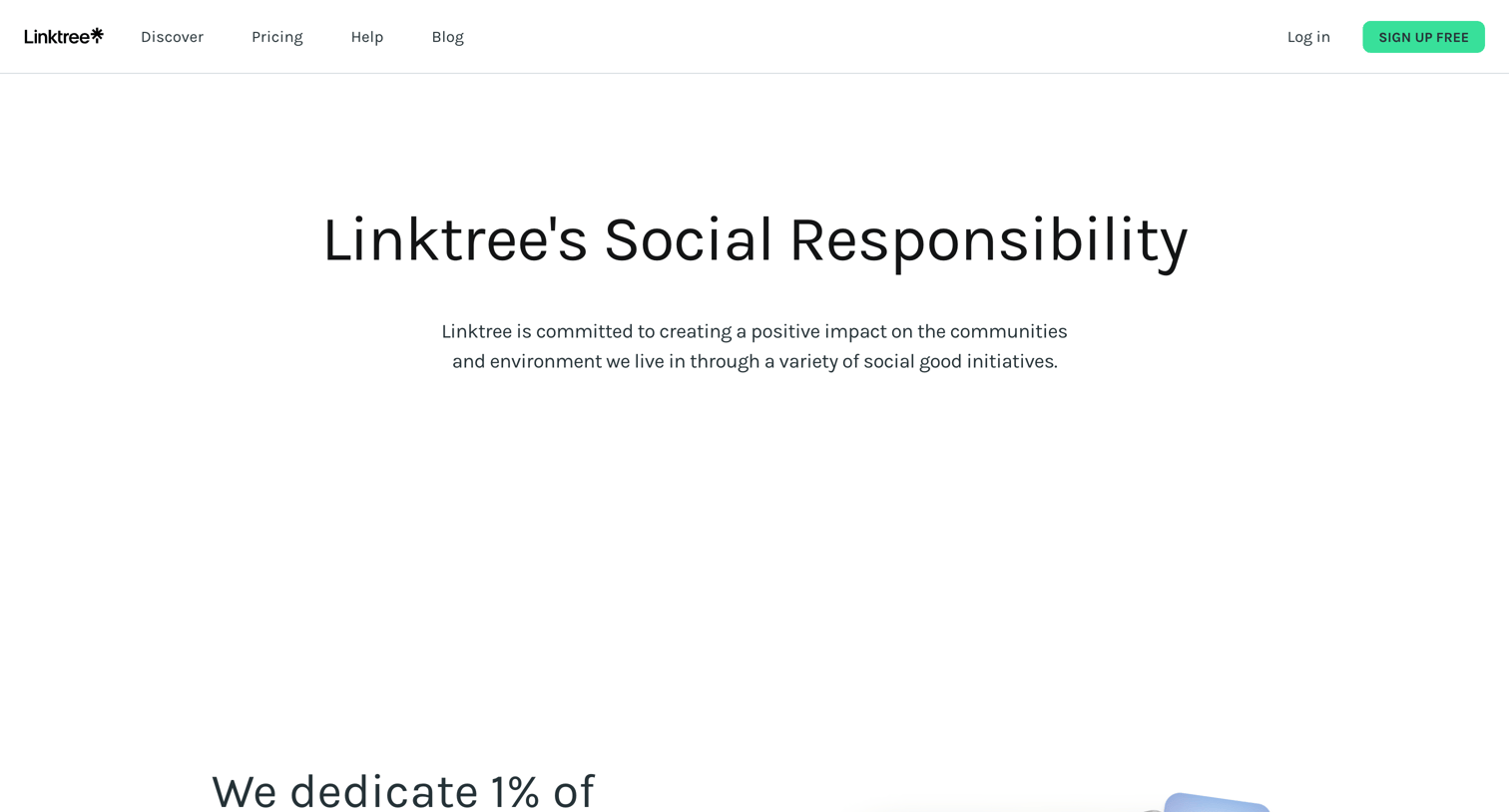 Linktree - Linktrees Commitment to Social Good screen