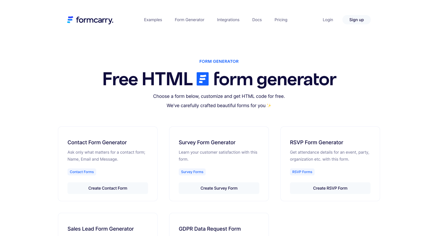Formcarry - HTML Form Generator | Free  Responsive  Formcarry. screen