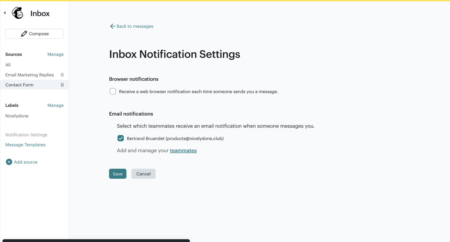 Mailchimp - Inbox | Mailchimp screen
