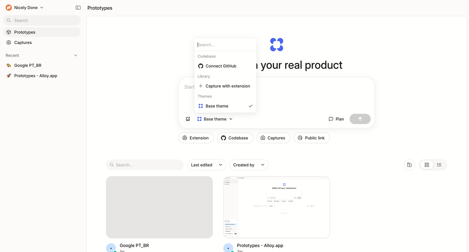 Alloy - Prototypes screen