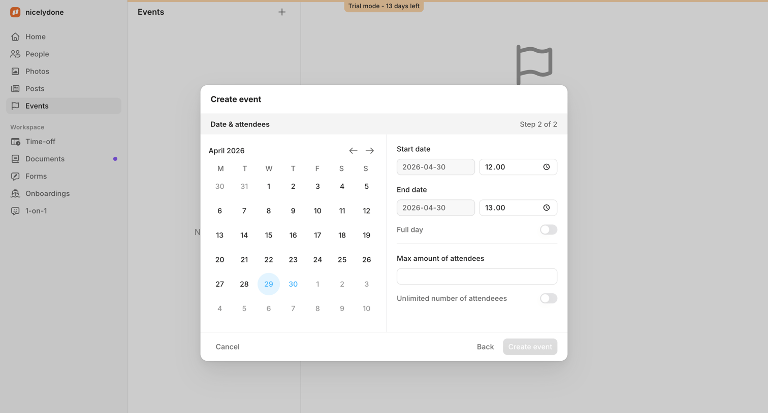 Aboard - Events | Aboard screen