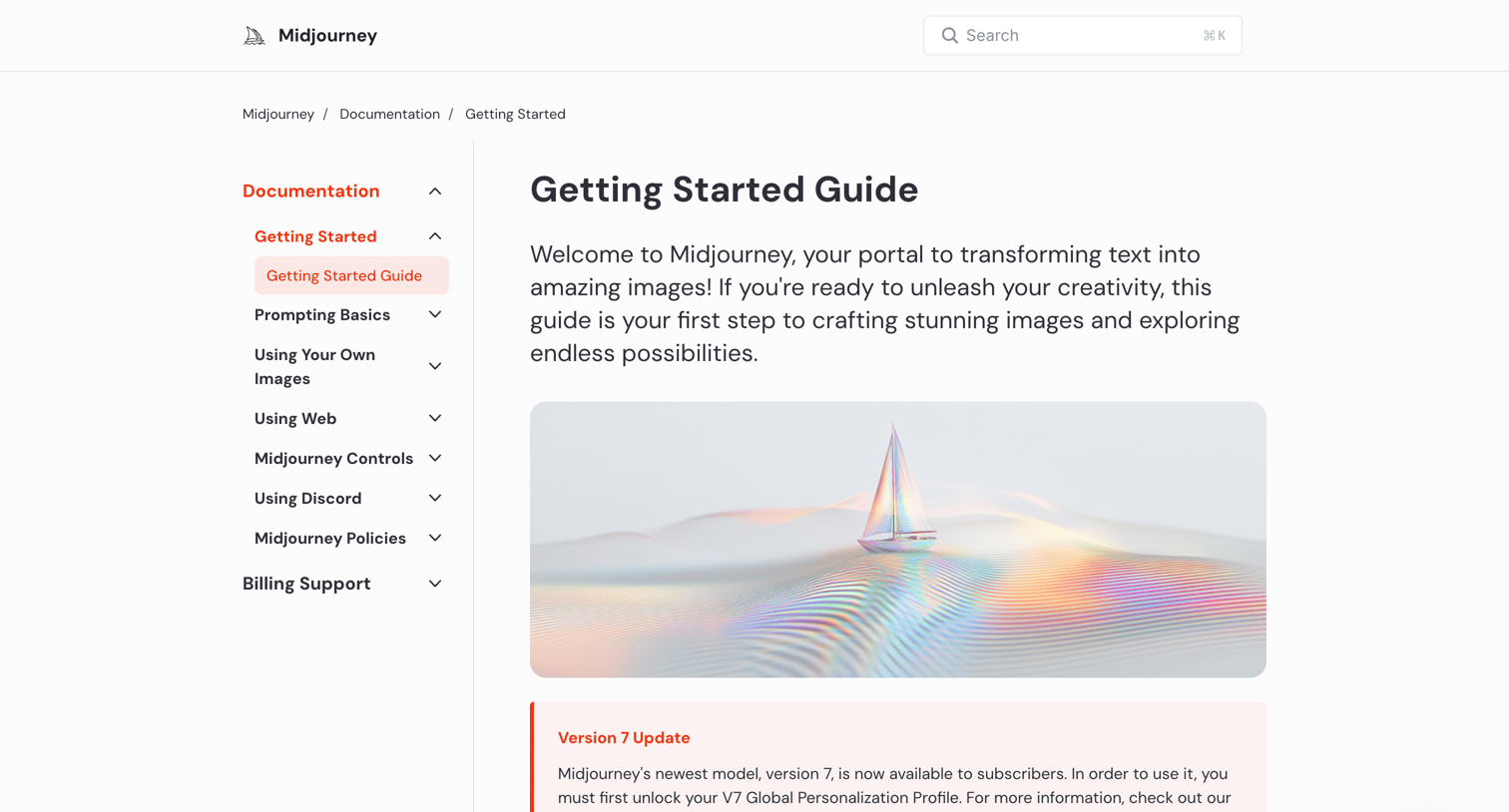 Midjourney - Getting Started Guide – Midjourney screen