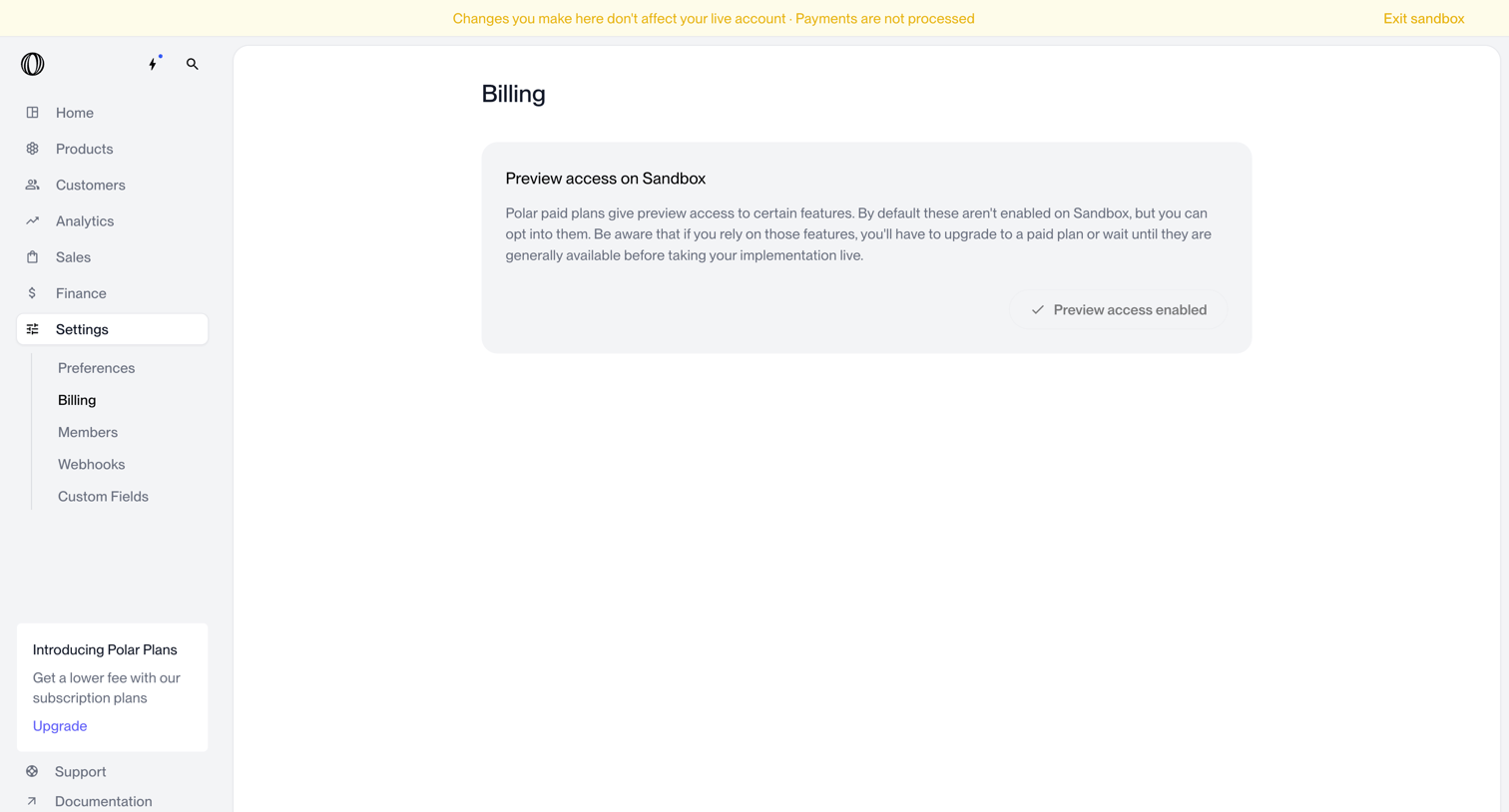 Polar - Billing Settings | Nicelydone | Polar screen