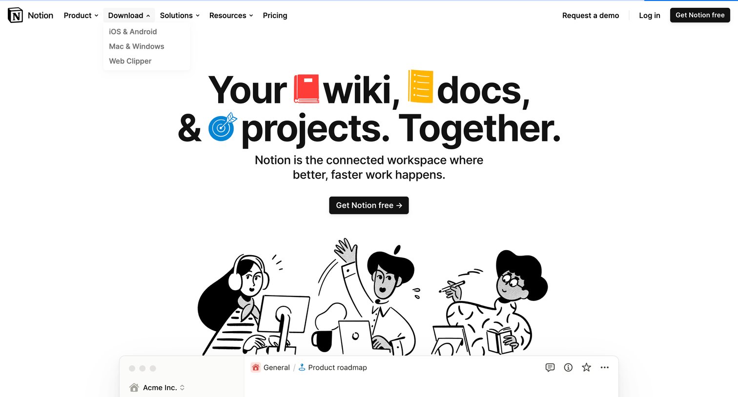 Notion - Notion – Your wiki, docs | projects. Together. screen