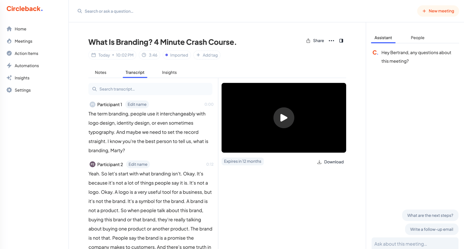 Circleback - What Is Branding? 4 Minute Crash Course. - Circleback screen