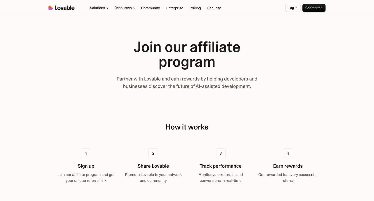 Lovable - Become a Lovable Affiliate Lovable screen