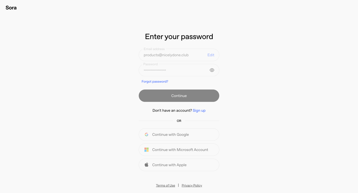 Sora - Login - OpenAI screen