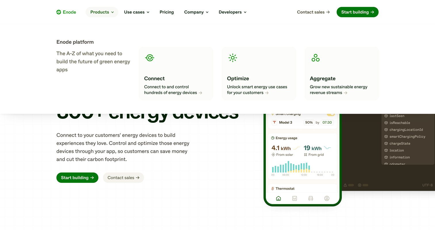 Enode - Enode One integration, connect to 800+ energy devices screen