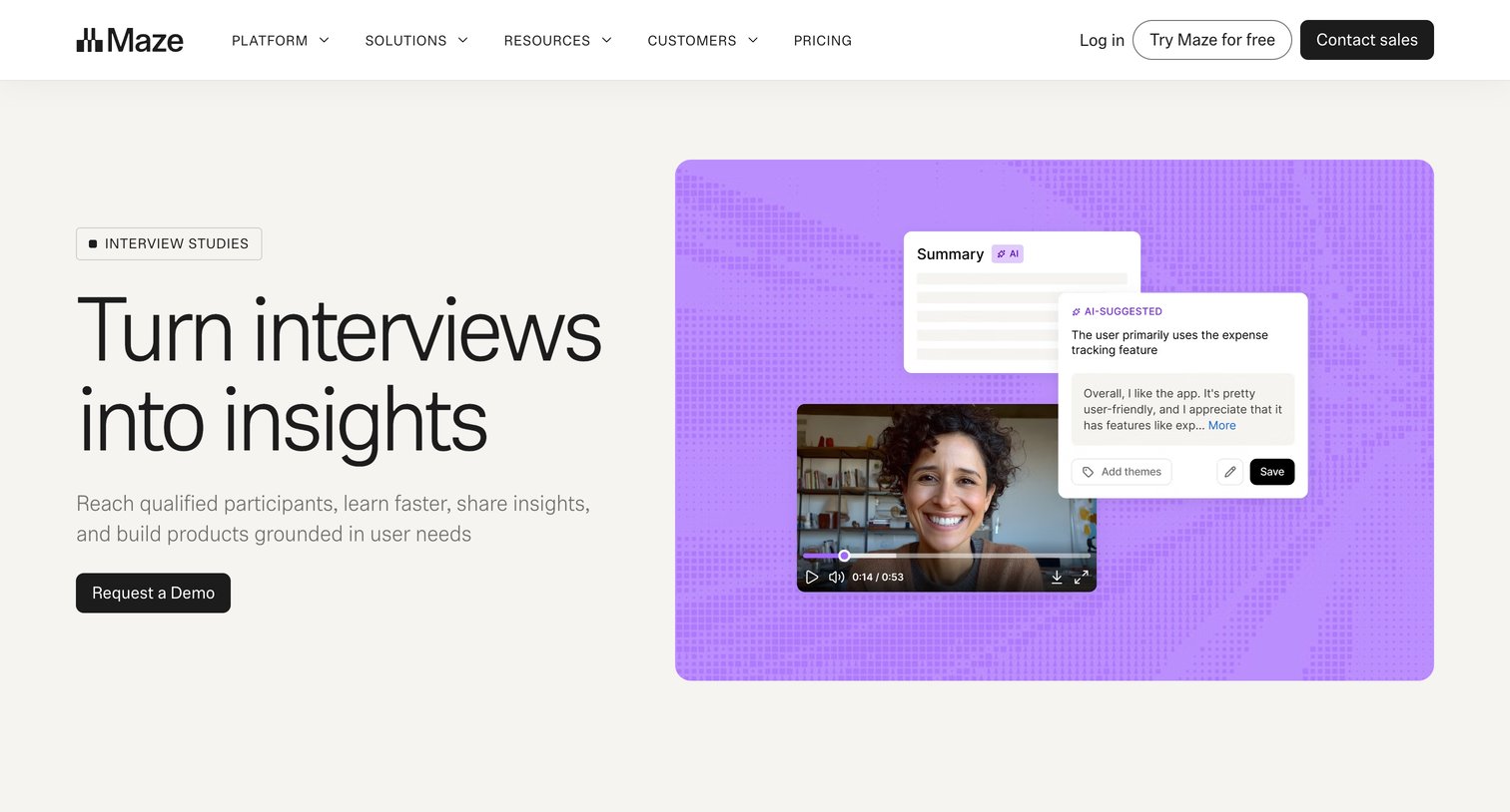 Maze - Interview Studies  Maze screen
