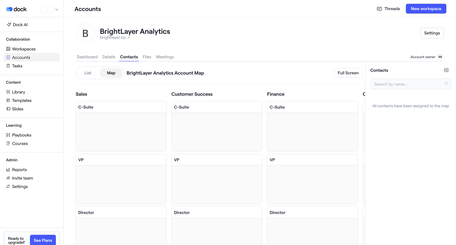Dock - BrightLayer Analytics · Dock screen