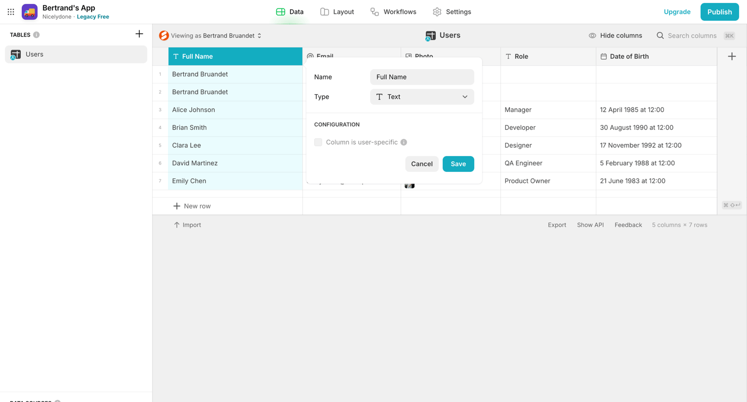 Glide - Bertrand's App · Glide screen