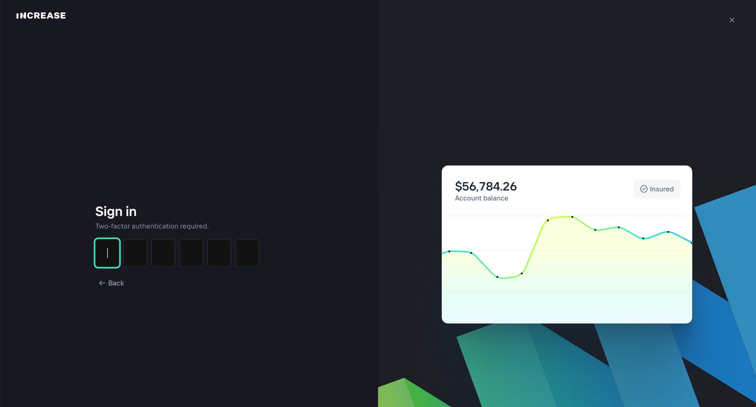 Increase - Login screen