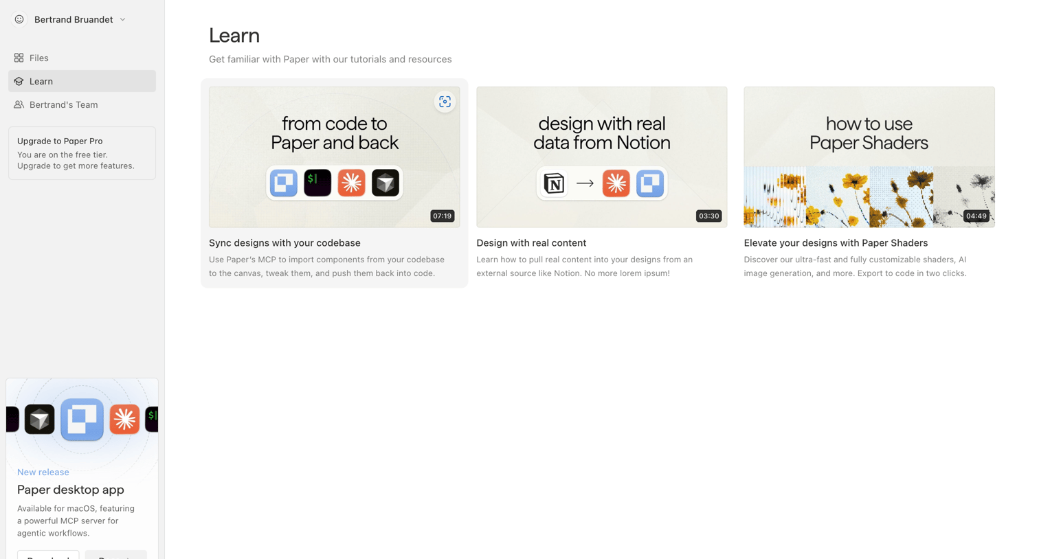 Paper - Learn · Paper screen