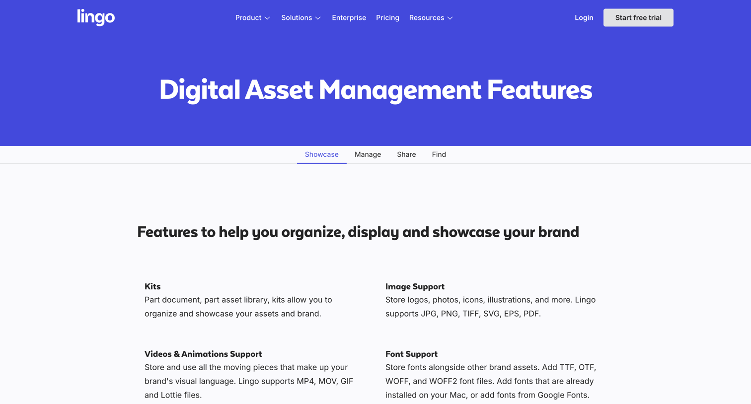 Lingo - DAM Capabilities & Management Features Lingo screen