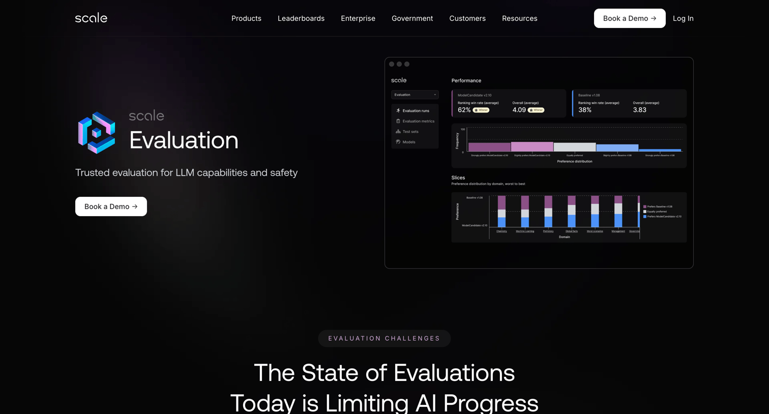 Scale - Scale AI Evaluation and monitoring of enterprise-grade model builders screen