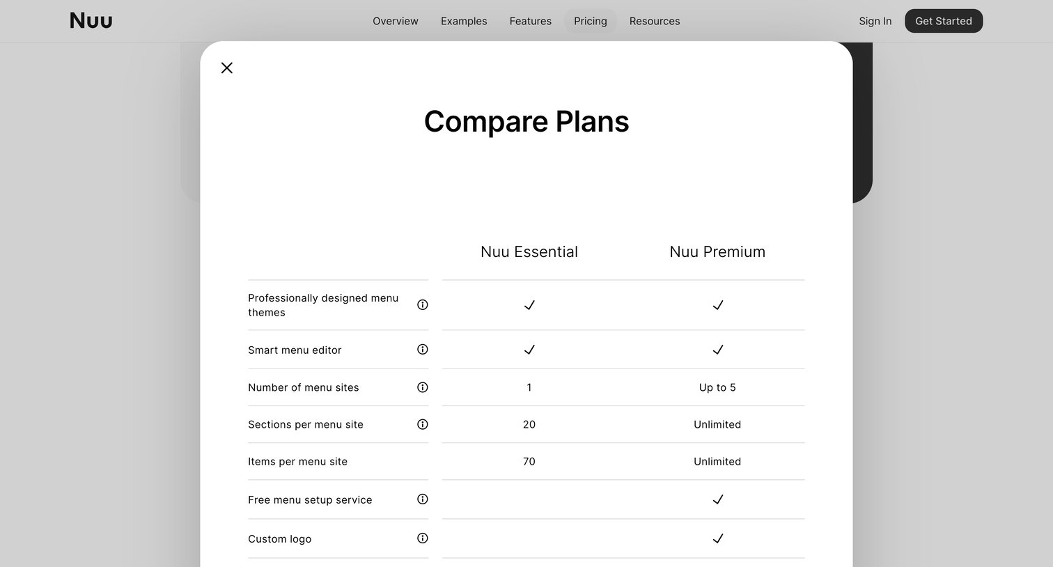 Nuu - Nuu · Pricing screen