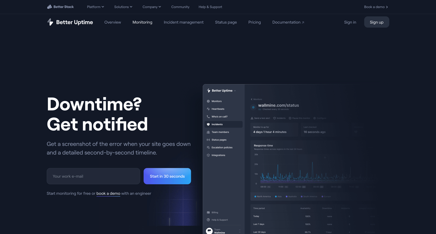 Better Stack - Uptime monitoring | Better Uptime screen