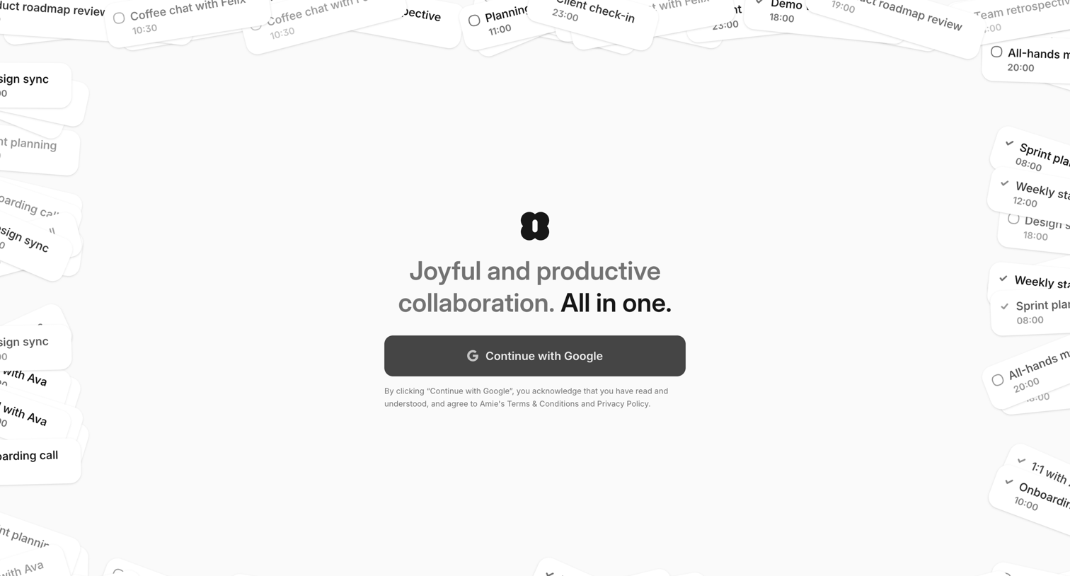 Amie - Login | Amie screen