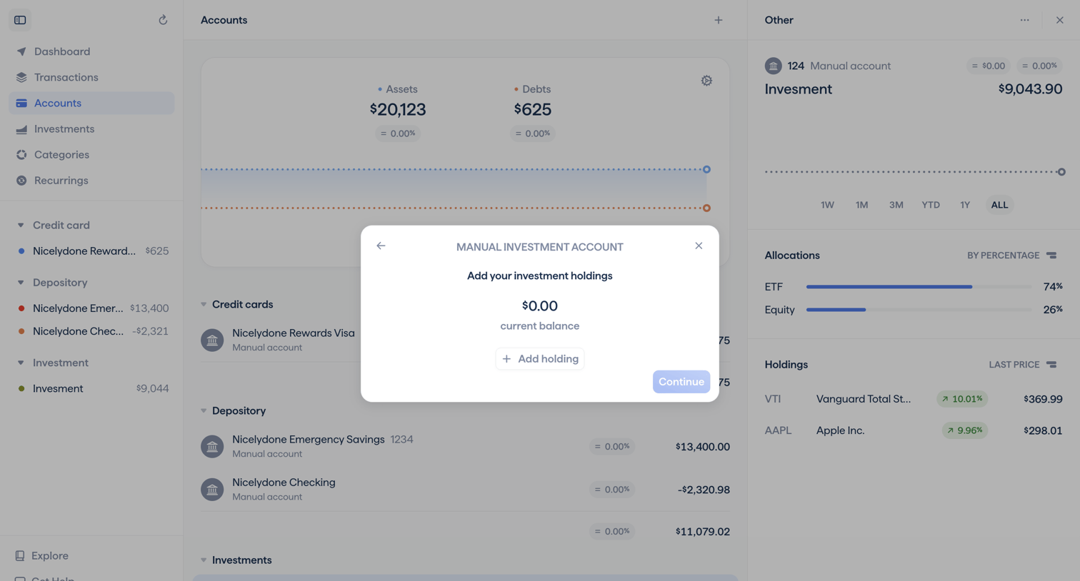 Copilot Money | Accounts from Copilot