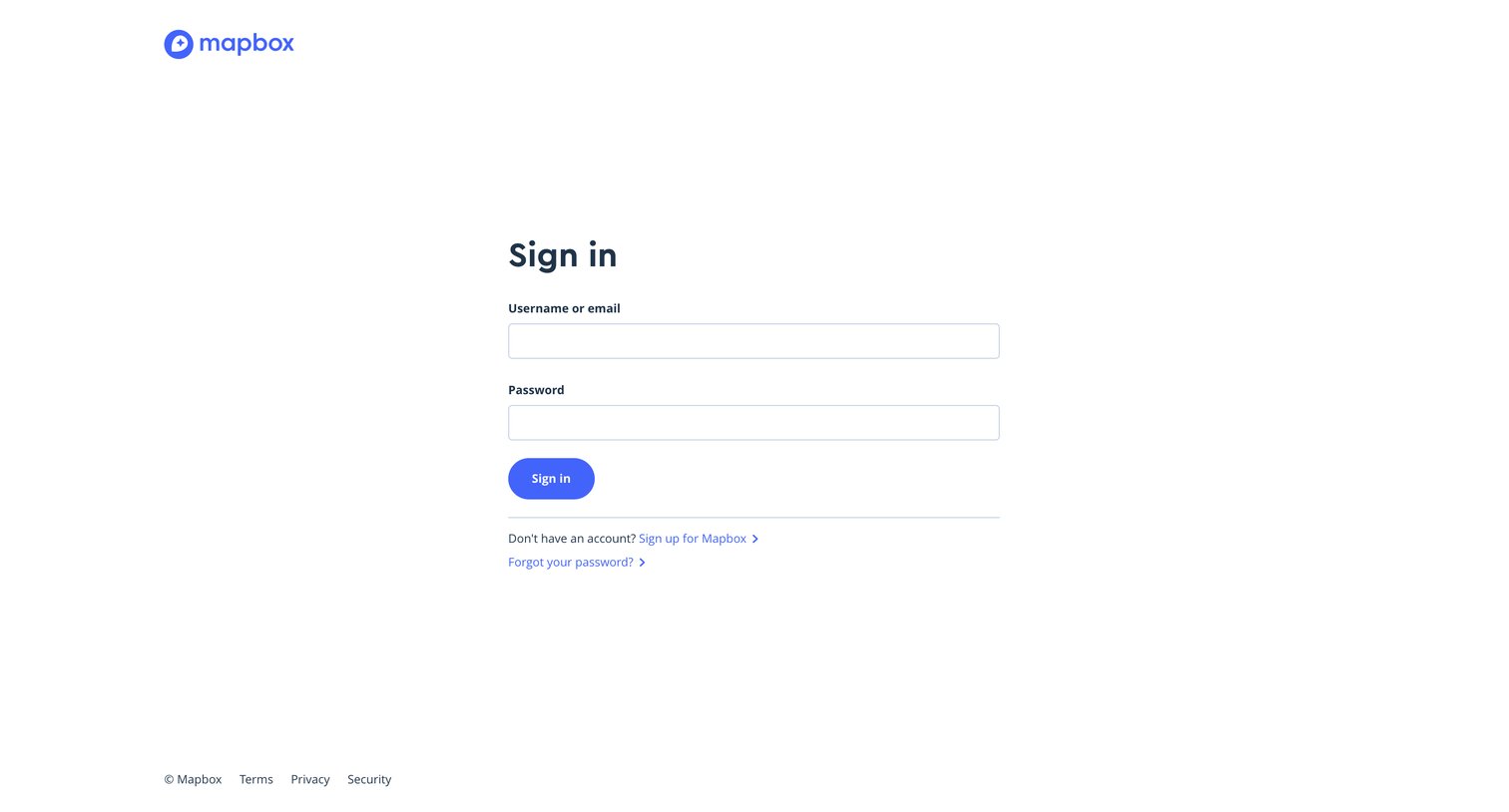 Mapbox - Sign in | Mapbox screen