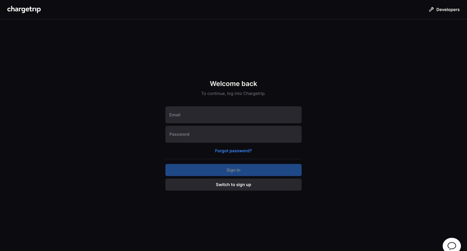 Chargetrip - Chargetrip - Sign in screen