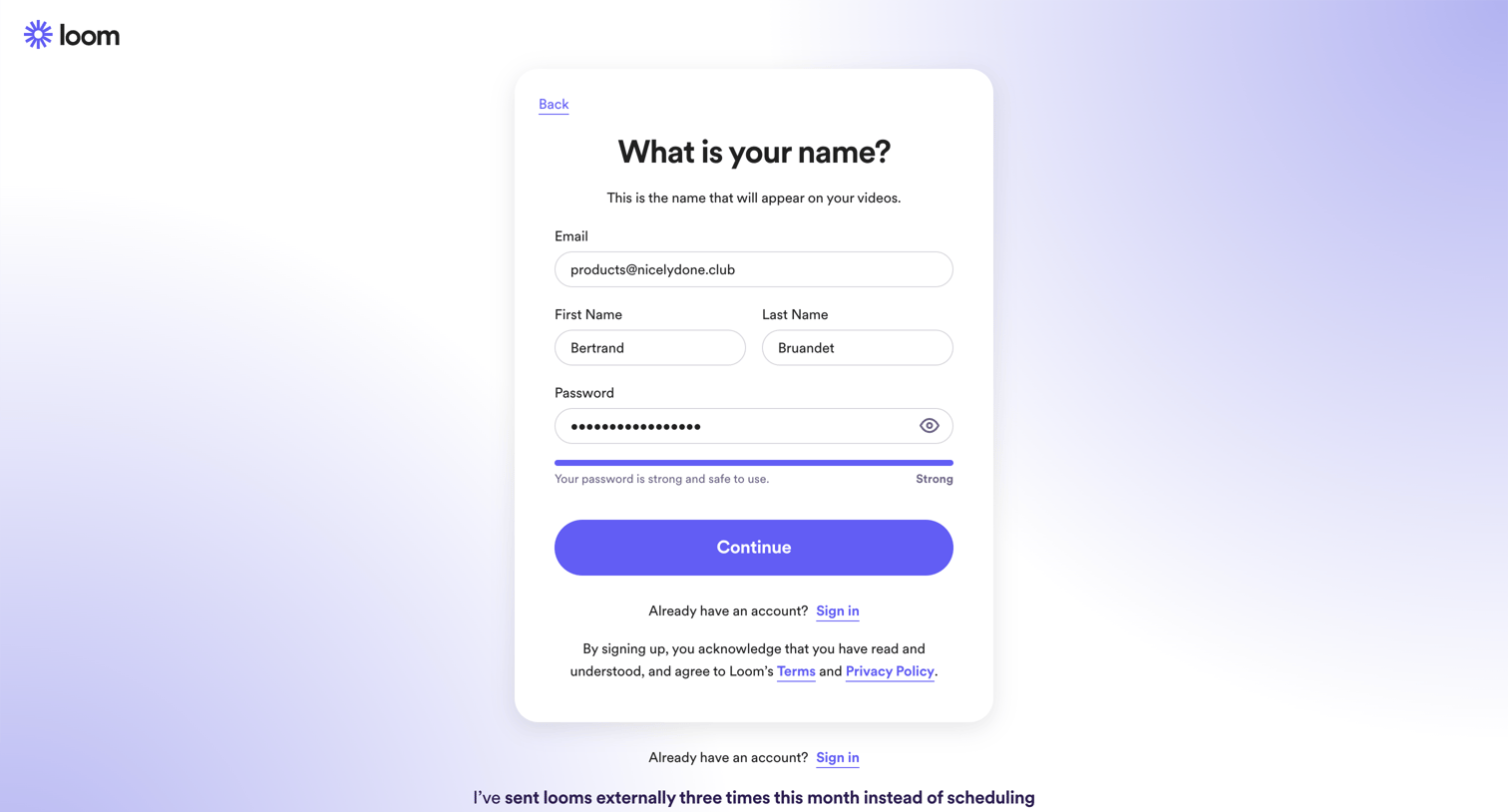 Loom - Sign up for Loom | Loom screen