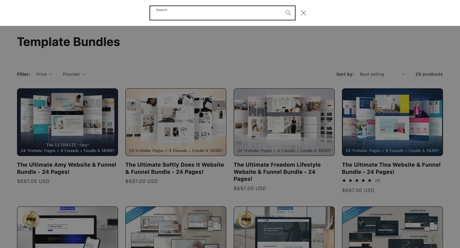 Kajabi - Template Bundles – Kajabi Templates screen