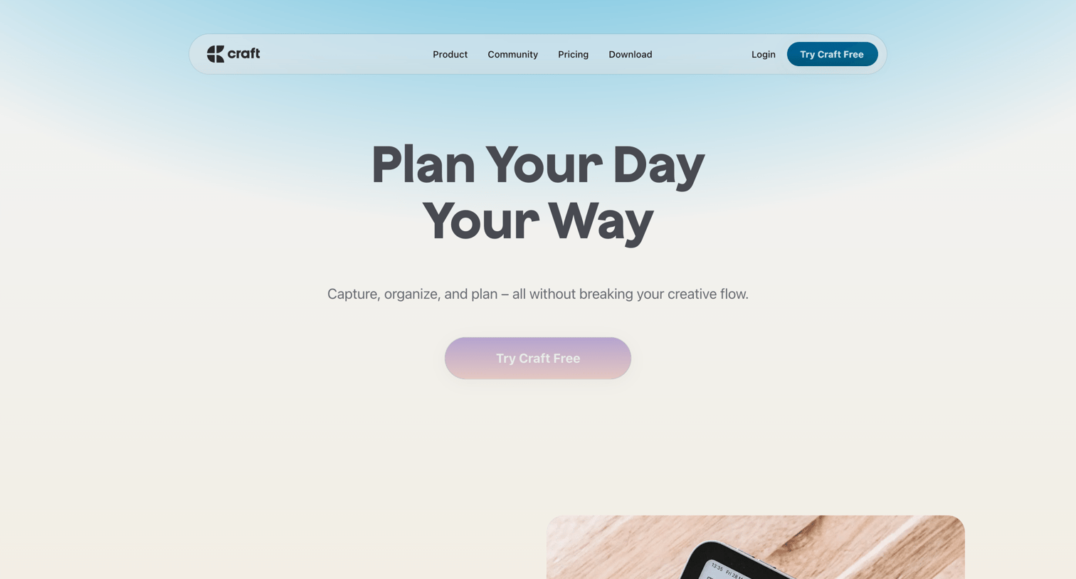 Craft - Plan Your Day Your Way screen