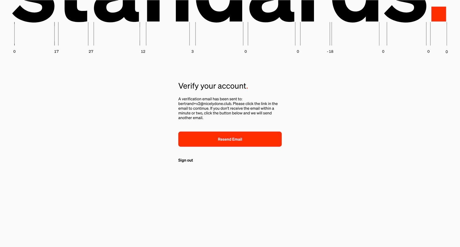 Standards - Standards - Verify Email screen