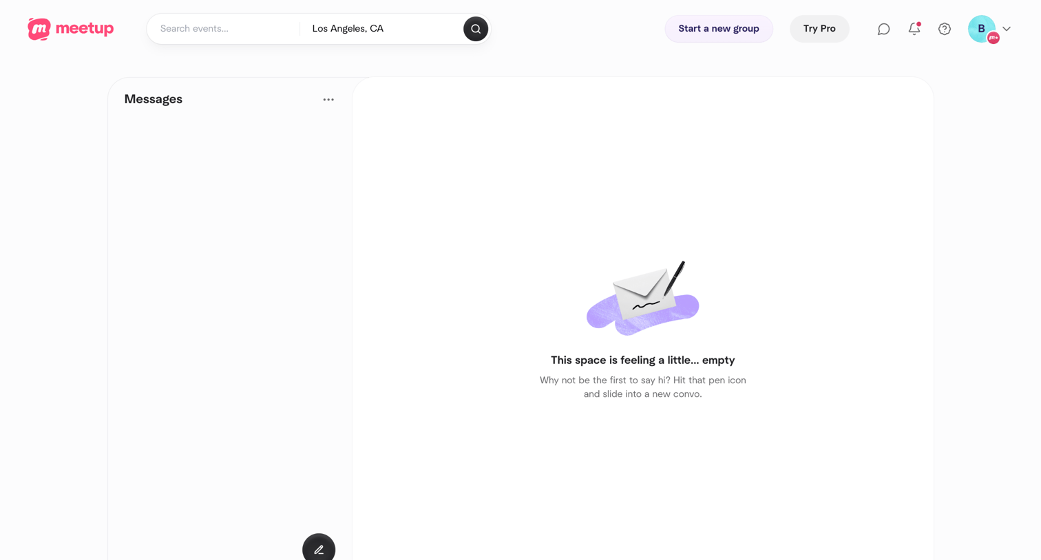 Meetup - Direct messages | Meetup screen