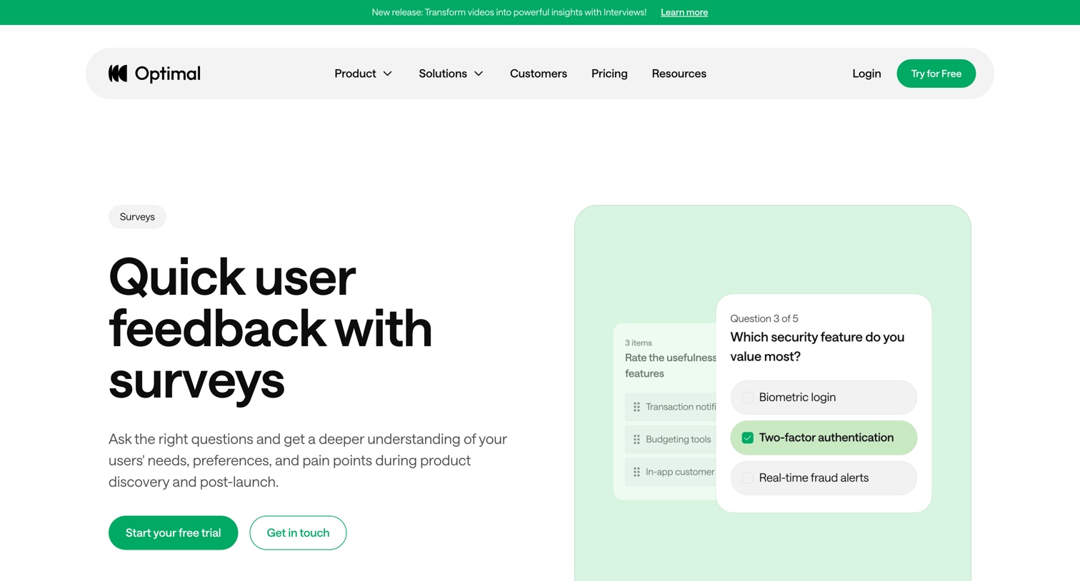Optimal - Surveys Optimal User Insight Platform screen