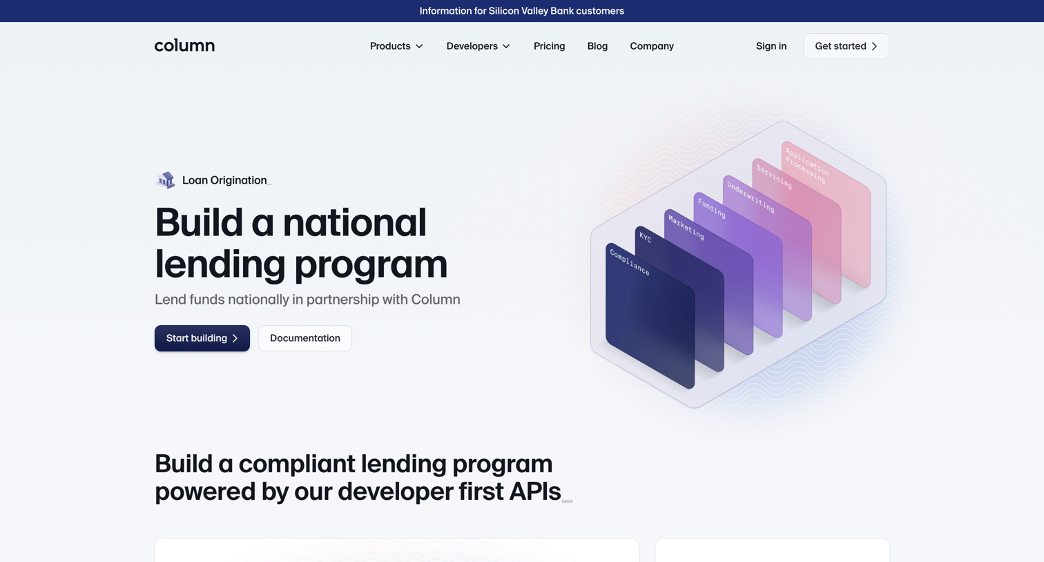 Column - Loan Origination — Column screen