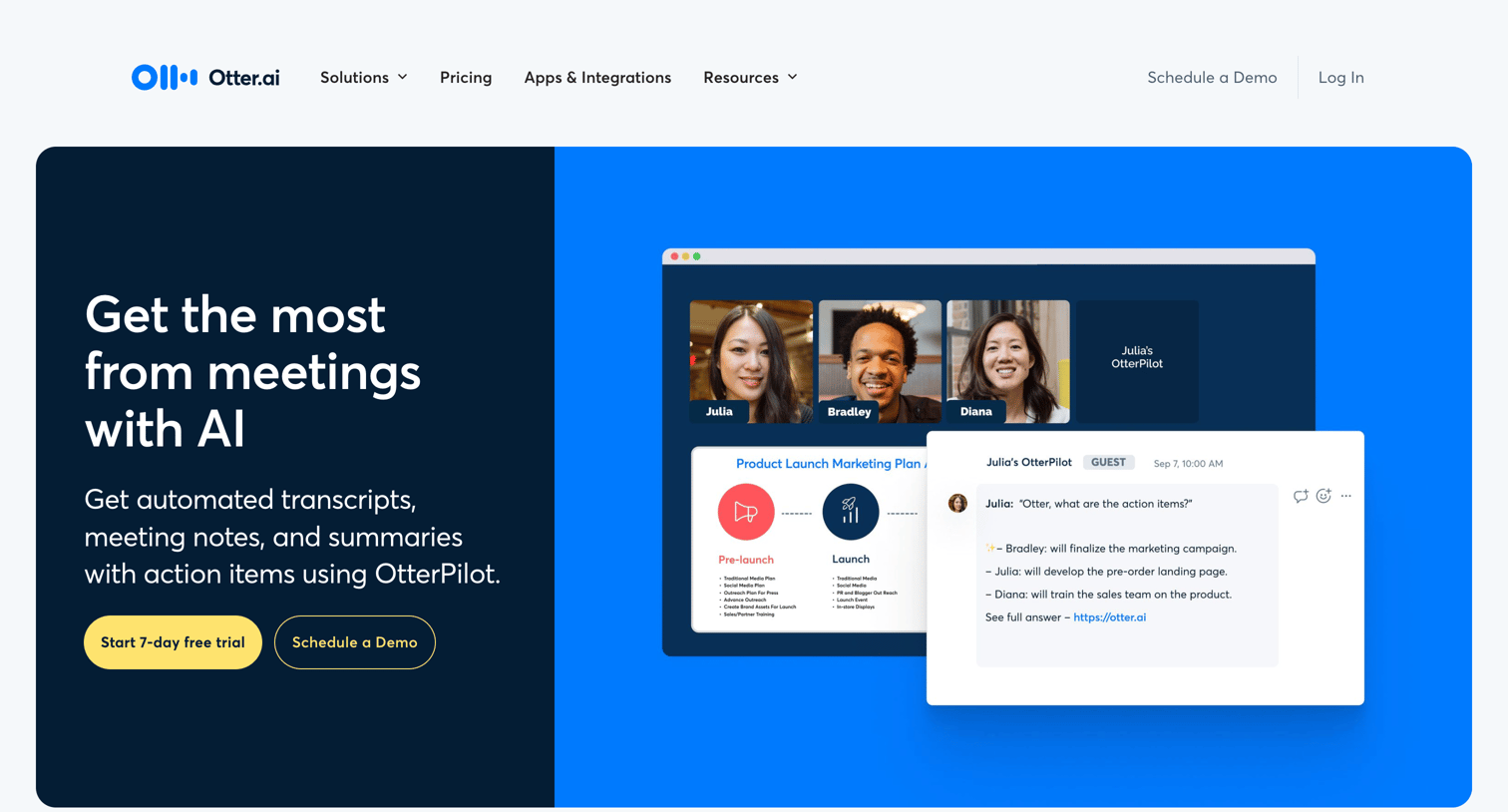 Otter - Meeting Notes - Real-time, Shareable, Secure | Otter.ai screen