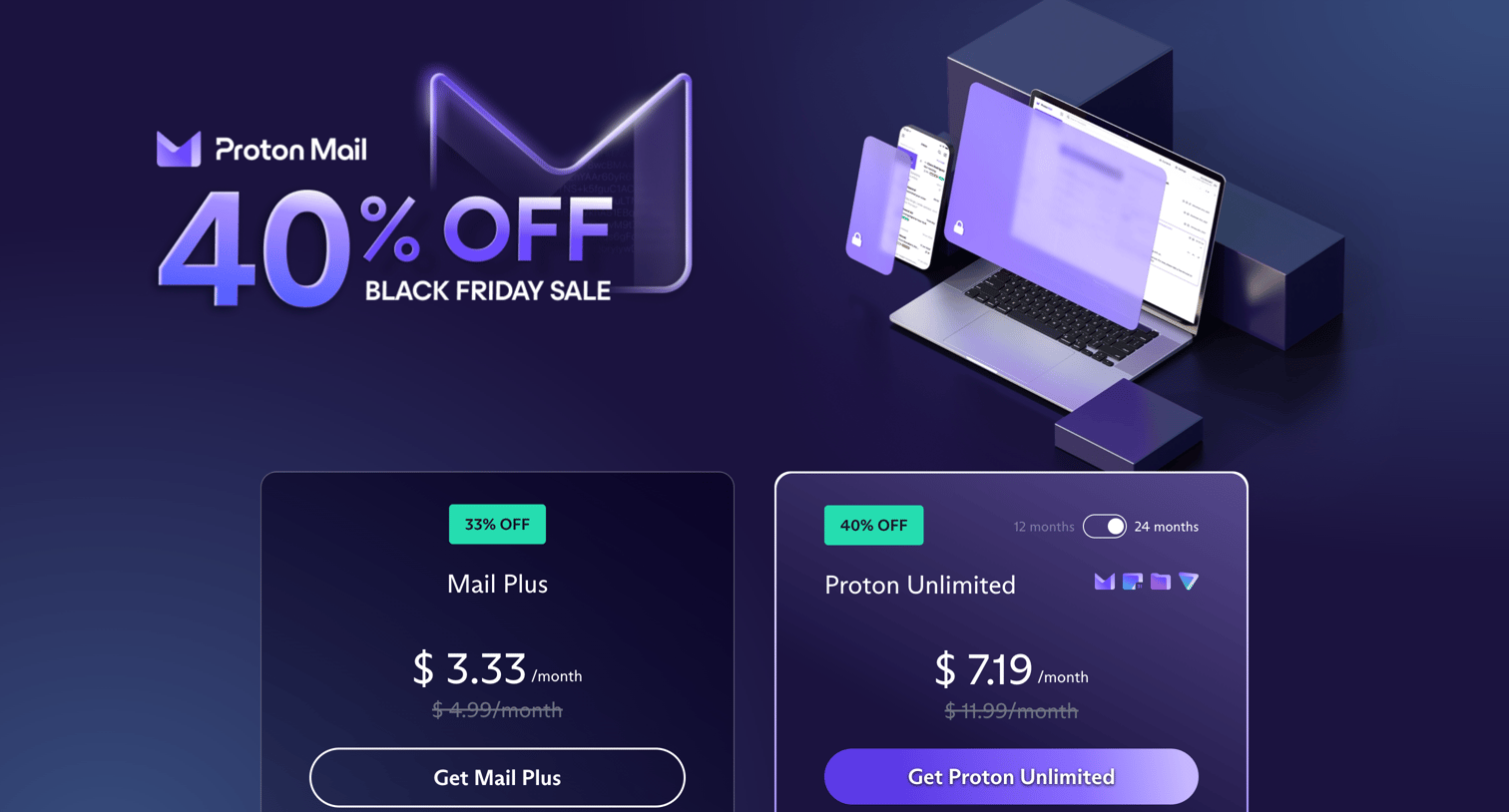 Proton - Proton Mail Black Friday sale | Up to 40 off secure email screen