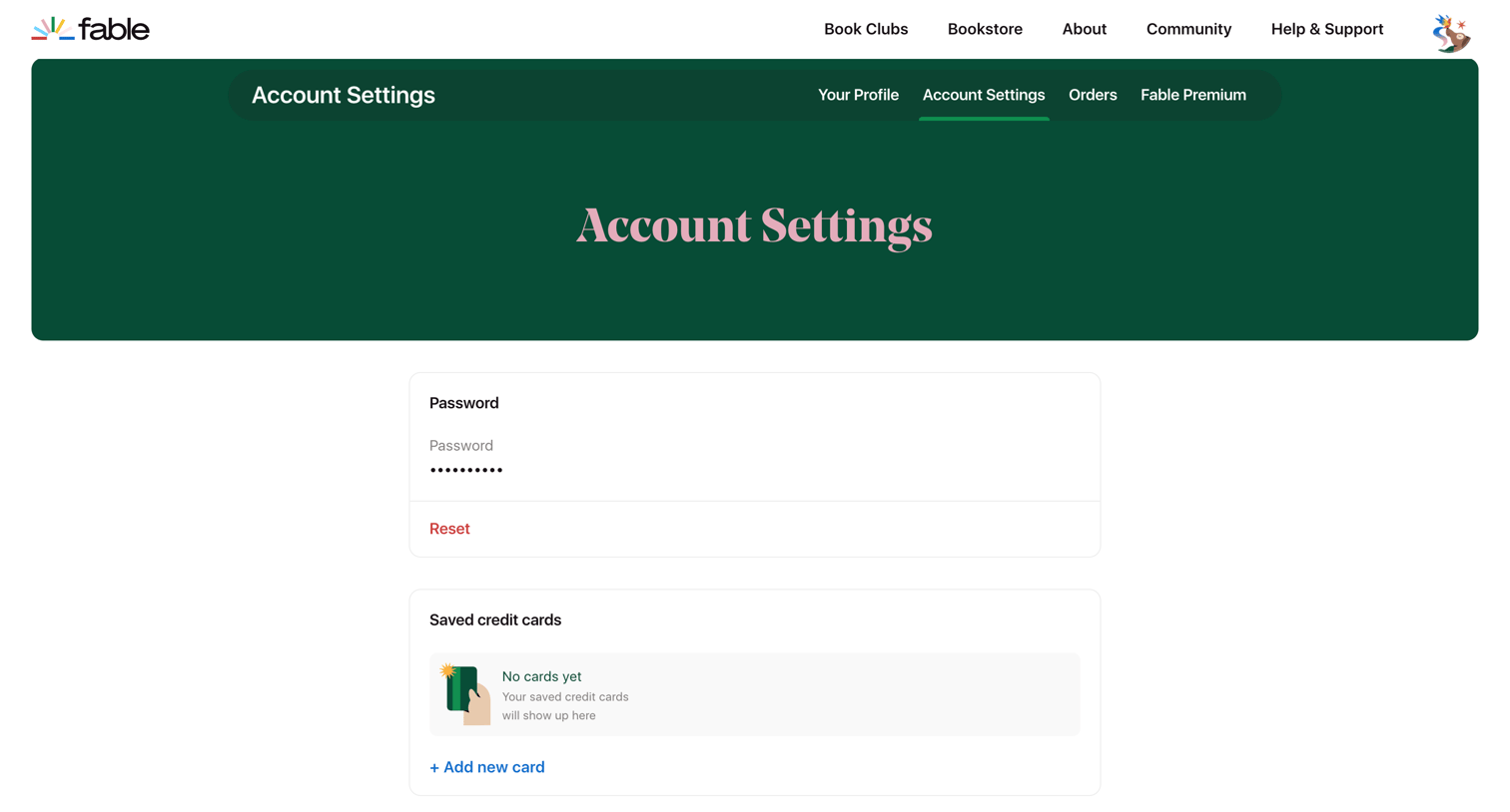 Account Settings - Fable | Stories for everyone from Fable
