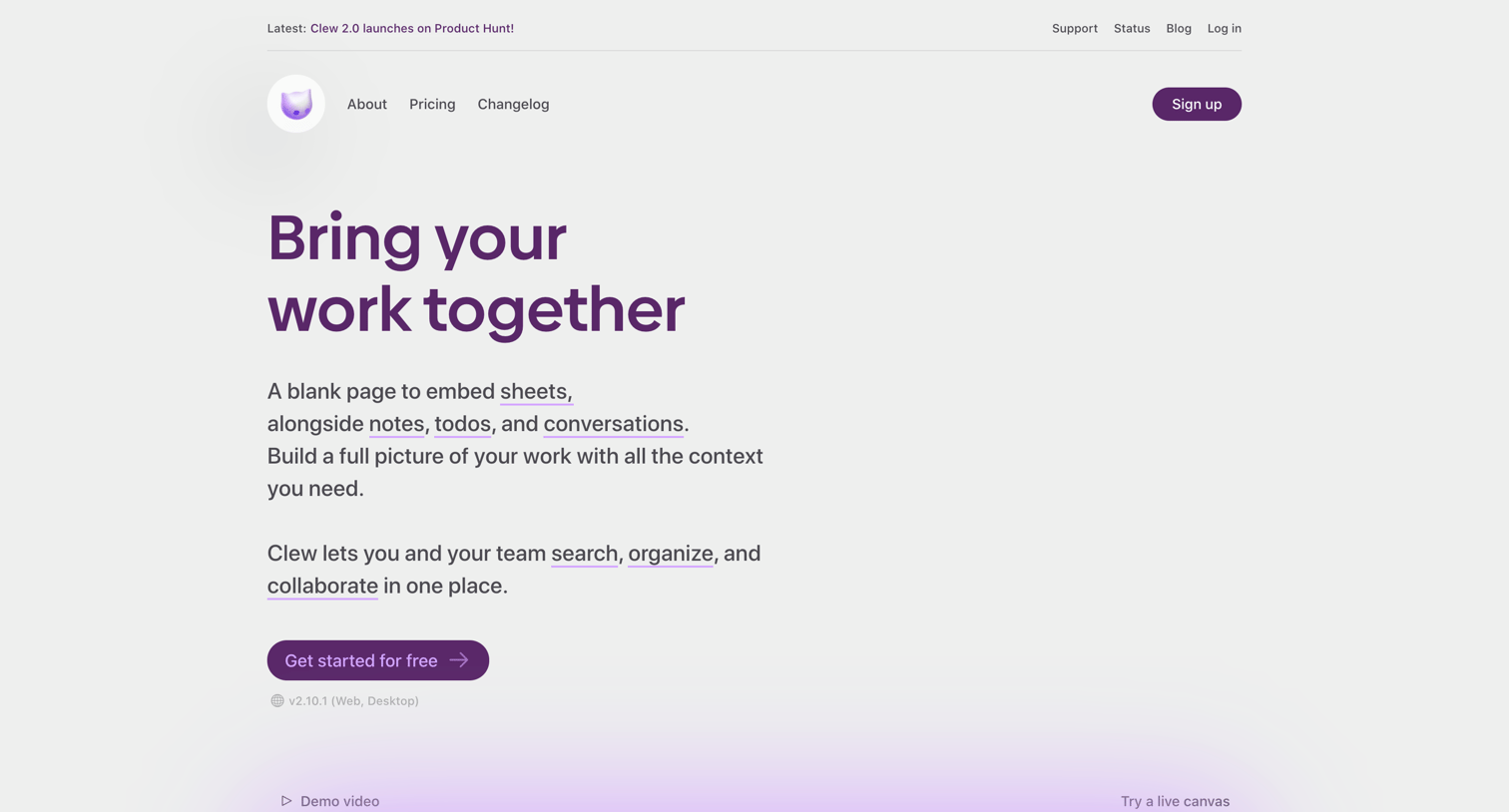Clew - A Better Way to Work · Clew screen