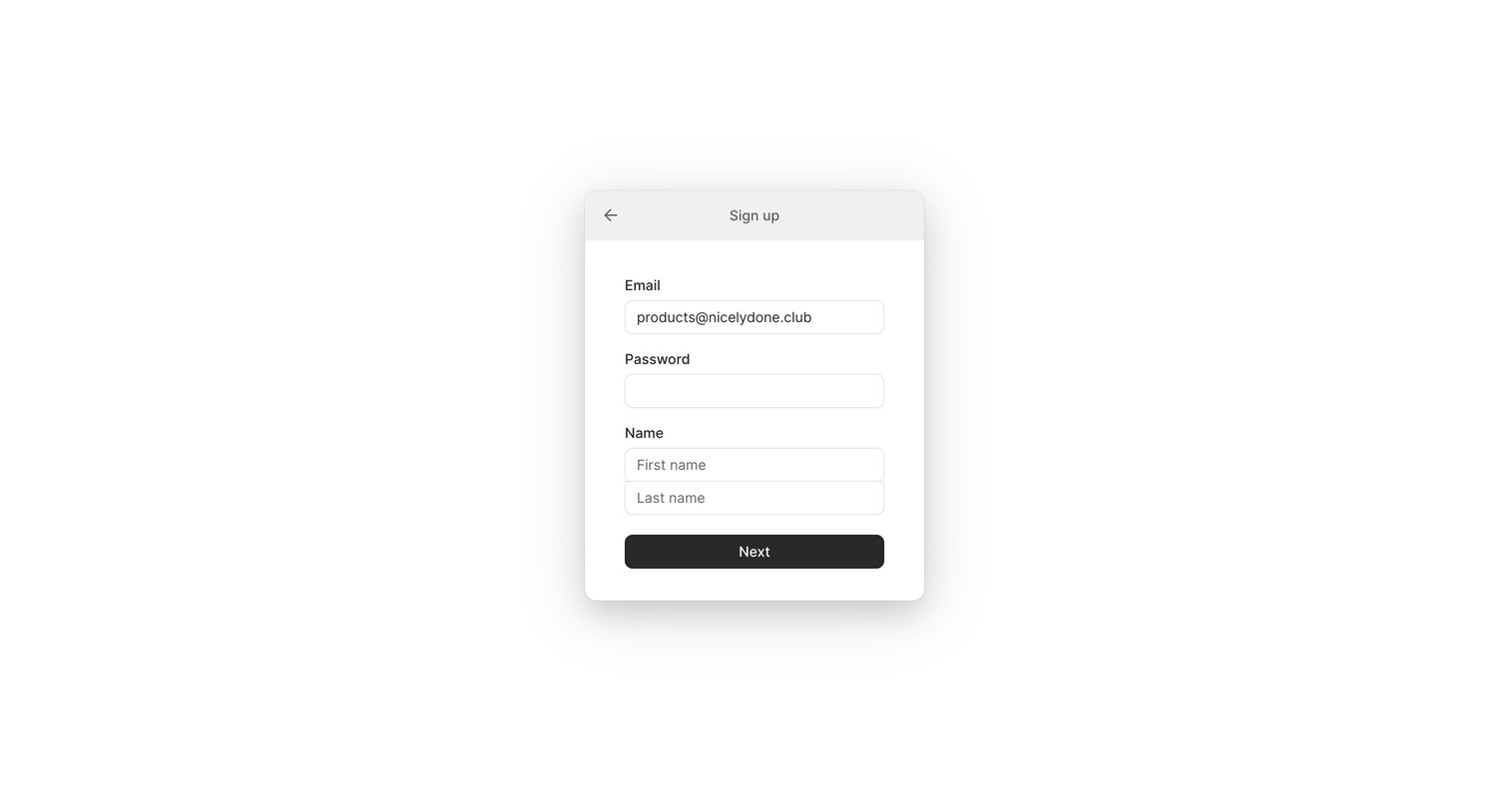 Height - Log in - Height screen