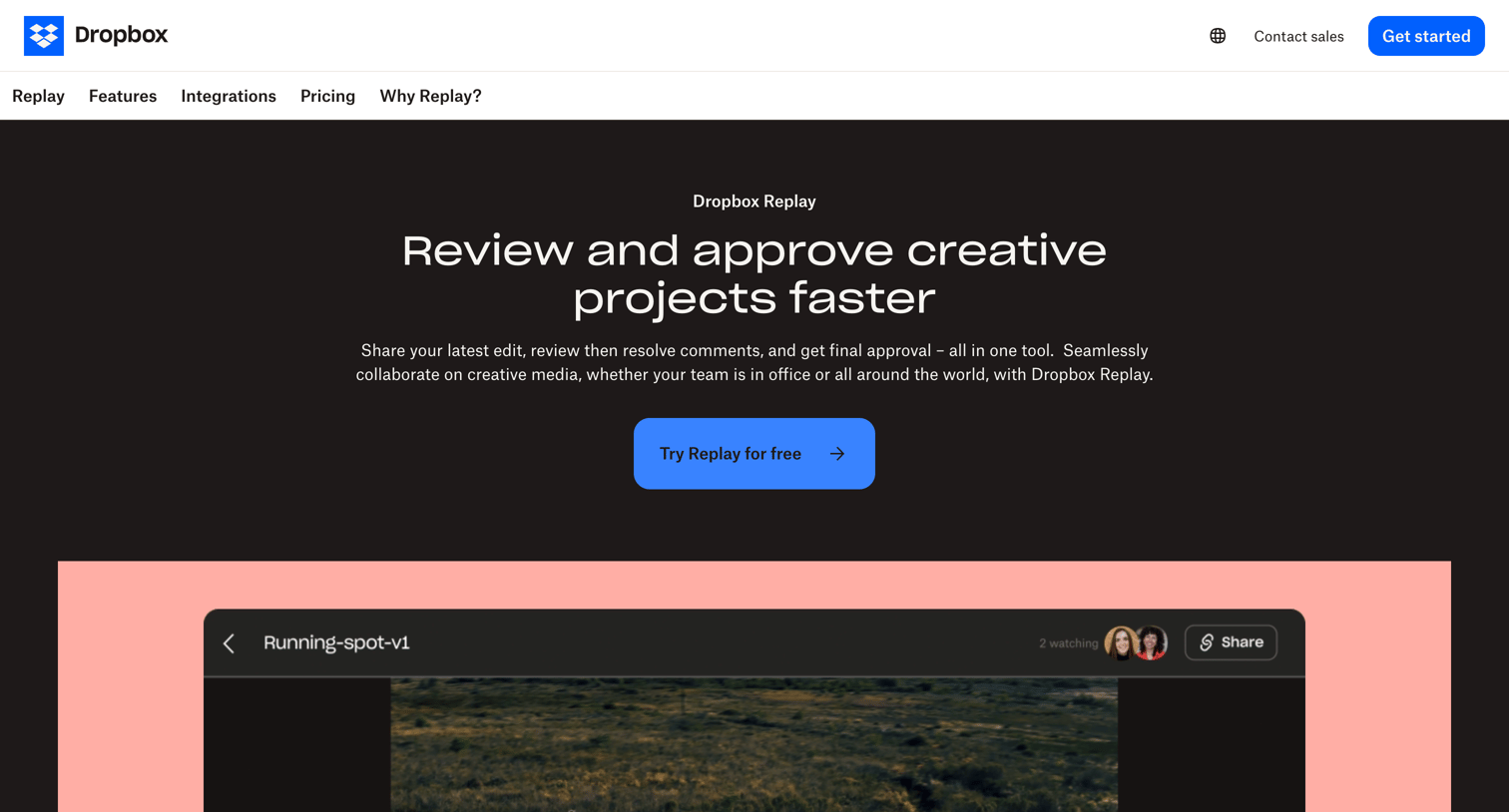 Dropbox - Fast track video reviews and approvals with Dropbox Replay | Dropb screen