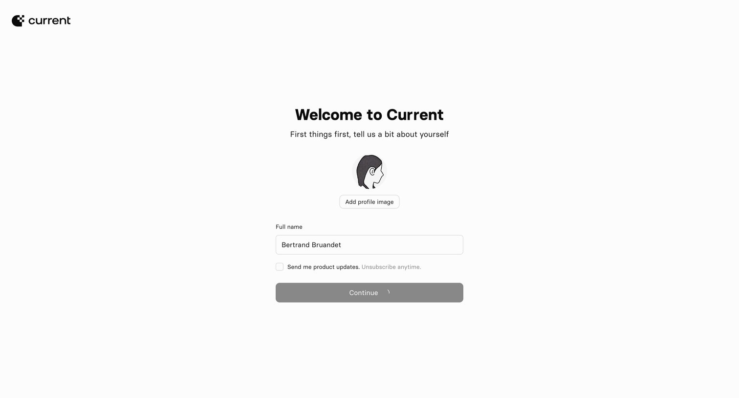 Current - Current — Register screen