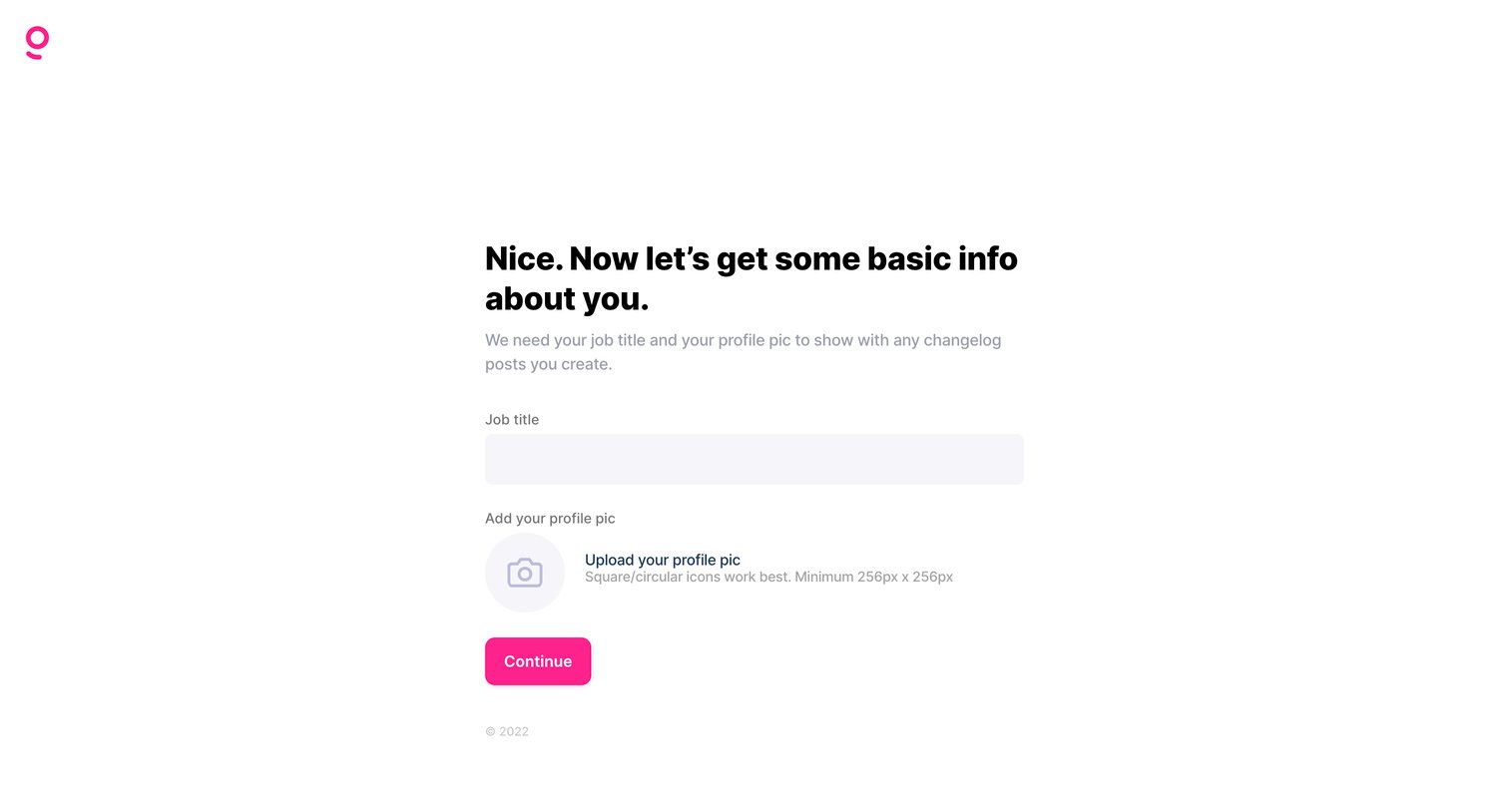 Getlog - Getlog - About you screen