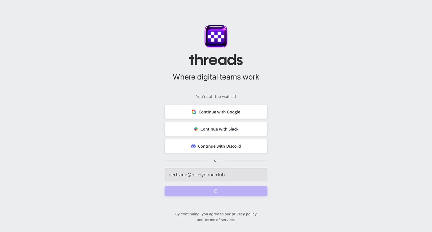 Threads screen