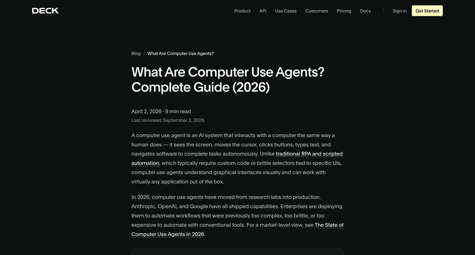 Deck - What Are Computer Use Agents? Complete Guide (2026) | Deck screen