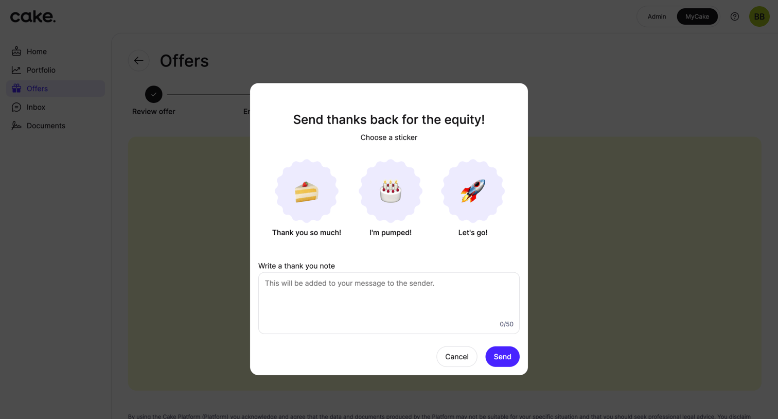 Cake - Cake Portfolio App screen